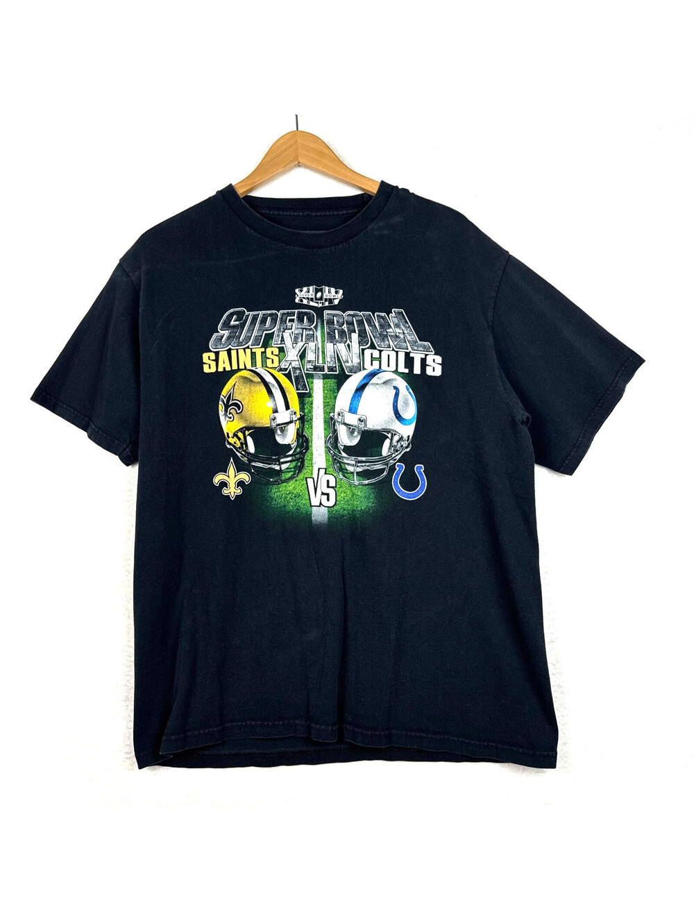 Y2K NFL Superbowl XLIV 2009 New Orleans Saints Indianapolis Colts Shirt Sz Large
